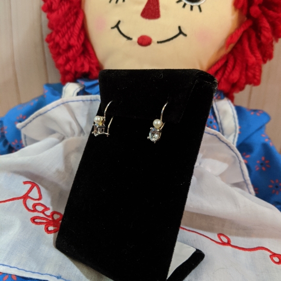 Sterling Silver Pearl Gemstone Earrings - Picture 2 of 5